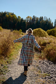 EXTRA Plaid Eco Cotton Blend Twill Trench