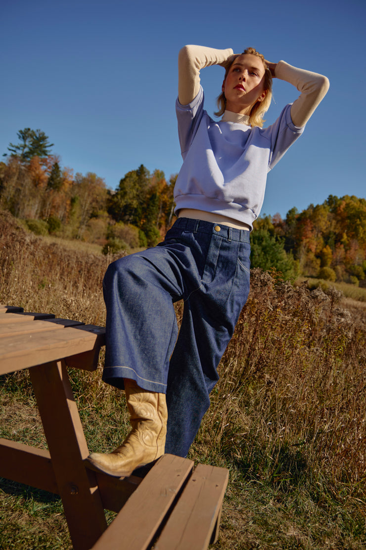 FERNANDA baseball sweatshirt in sky blue