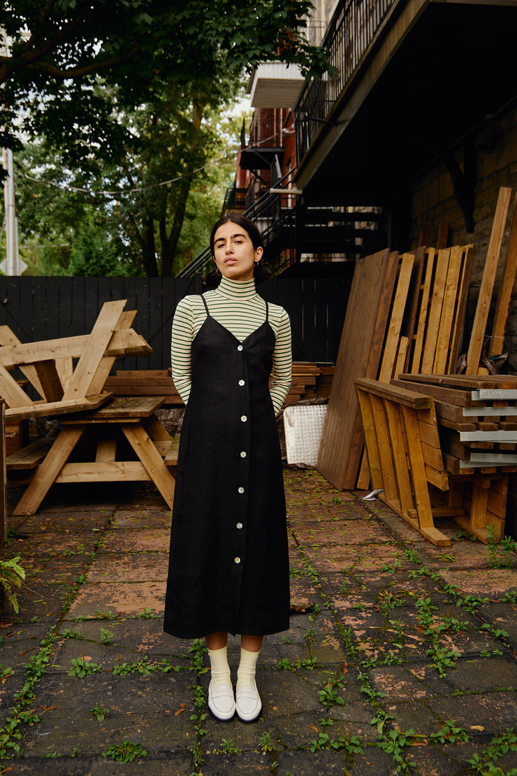 ANNETTE black linen dress
