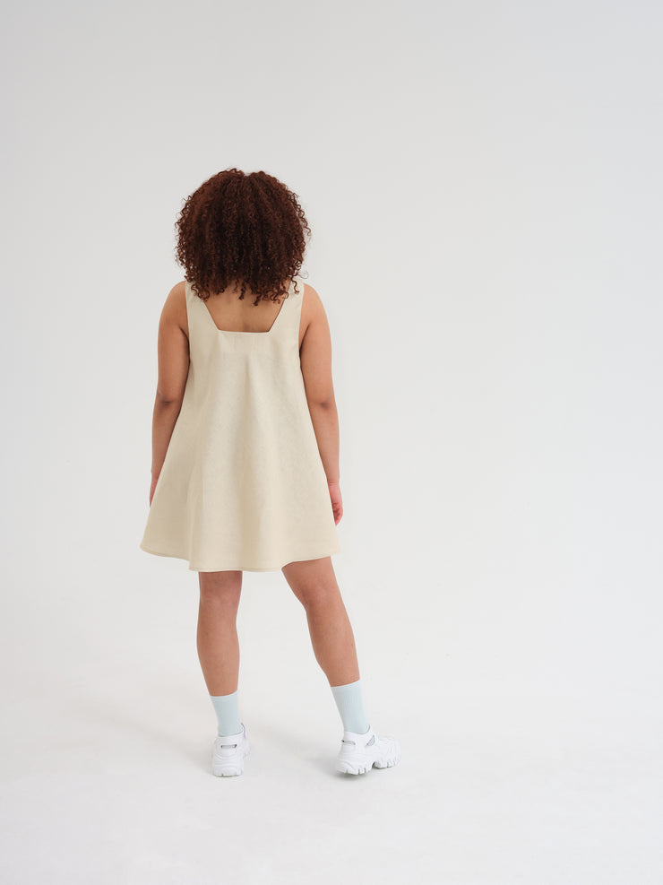 NILI black flare linen dress