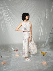 CICCHETTI silk cream pattern top