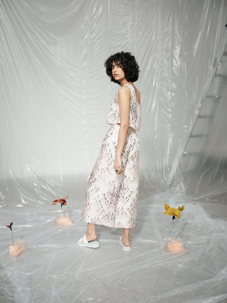 CICCHETTI silk cream pattern top