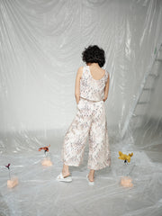 CICCHETTI silk cream pattern top