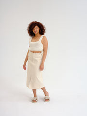 Made to order - MAMIE beige crochet crop top