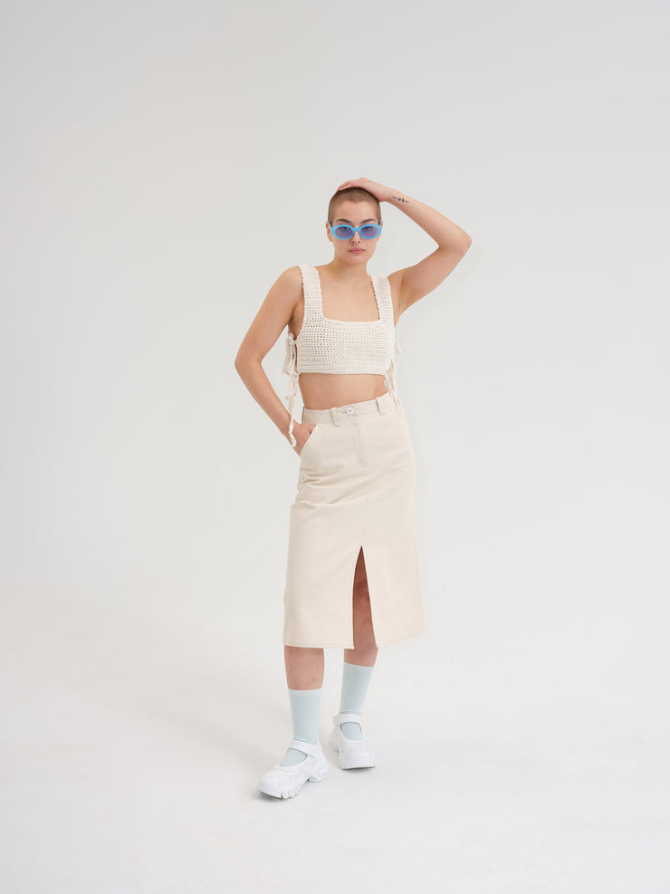 Made to order - MAMIE beige crochet crop top