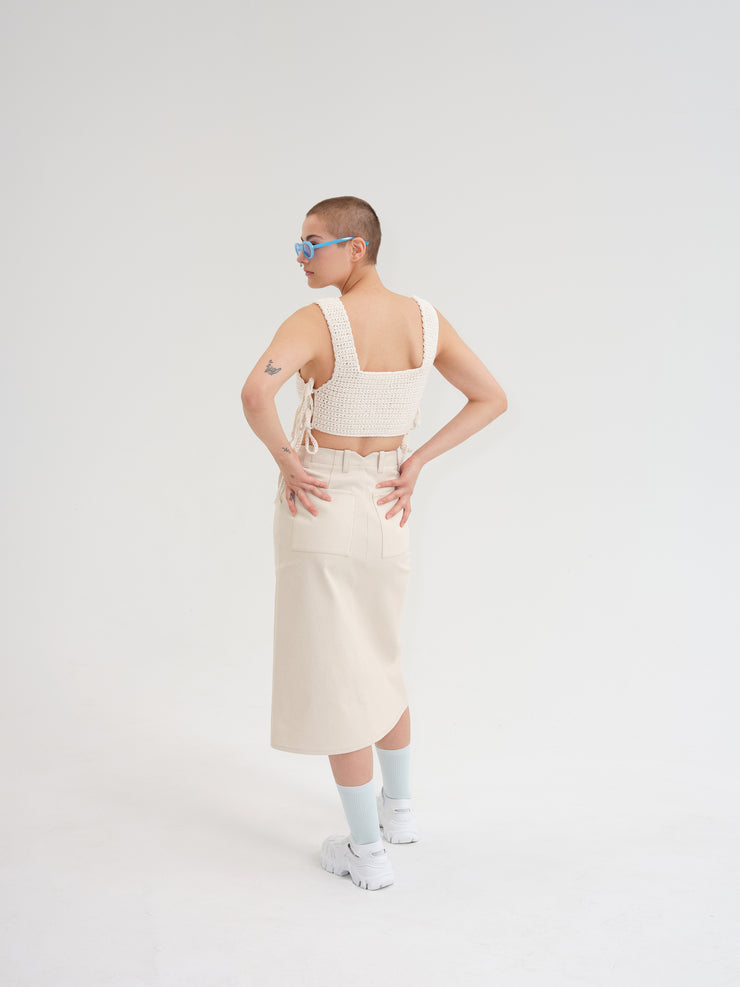 Made to order - MAMIE beige crochet crop top